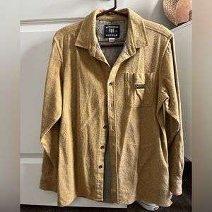 VISSLA WOODSHOP MUSTARD YELLOW THICK BRUSHED FLANNEL STYLE BUTTON DOWN